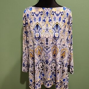 Charter Club Blue and Yellow Paisley Blouse